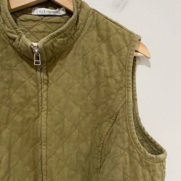 CUT LOOSE Green Quilted Vest Pockets Size XL Lagenlook Classic - Picture 2 of 8